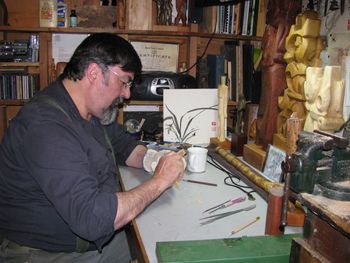 Dave carving a small figure
