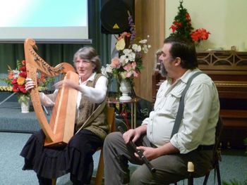 Carol and Dave Sharp Celtic tunes at the Unification Church service during Advent
