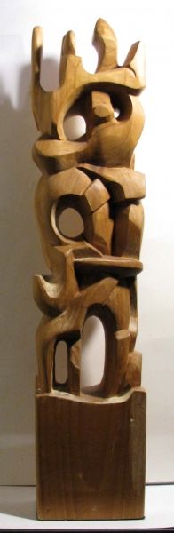 Entwined - front 2014 Poplar wood - direct carved abstract modern primitivism - $880.00
