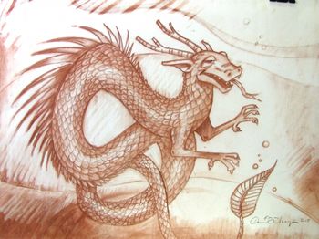 River Dragon - Mizuchi Conte' Crayon - 2015 - 20 X 24

