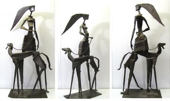 Michele and Yogi - 1989 Sold or not available-Welded steel with ferric nitrate patina
