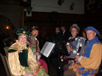 Panache Recorders: Patti Grandel, Nancy, Philip, Greg at Glen Eyrie's Madrigal Dinner, Christmas '11
