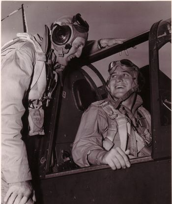 My dad in his TBF Avenger Dad is shown here with squad leader Gus Buddington. He served on many carriers in the Pacific fleet during WWII

