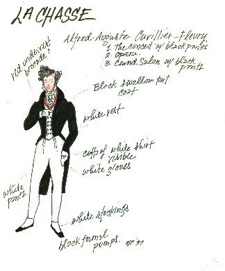 Alfred Costume Philip Nolan costume design for 1997 Los Angeles production of LA CHASSE.

