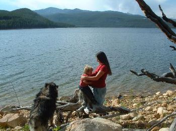 hawk and mom at lake
