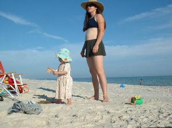 hazel and mom at beach
