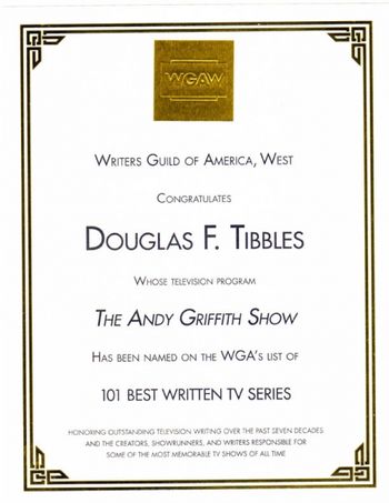 recent award from Writers Guild for Doug, who wrote many TV shows before picking up the drumsticks
