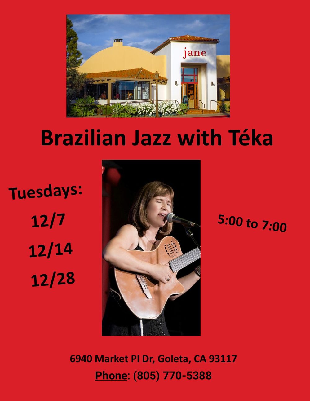 Stop by for some great American cuisine and Bossa Nova with Téka
