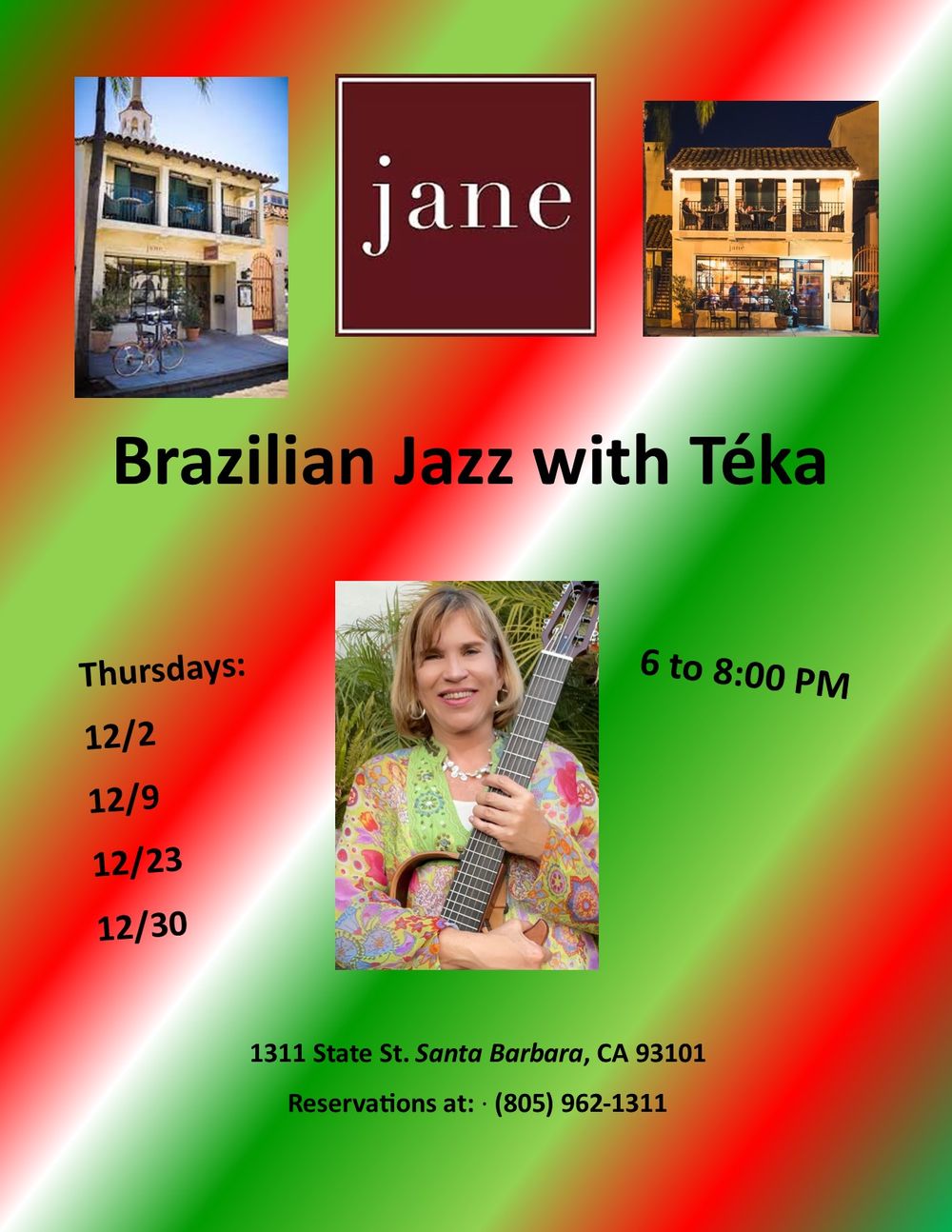 Stop by for some great American cuisine and Bossa Nova with Téka