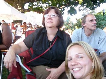 Mom, Dad, and Jules on the lawn for Alive @ Five.
