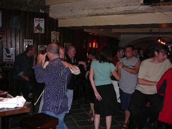 Here we are dancing to Pat Kelly in Antwerp.
