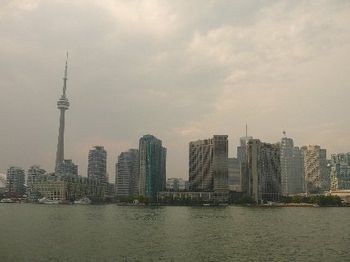 A shot of the Toronto skyline from the Toronto Island ferry.
