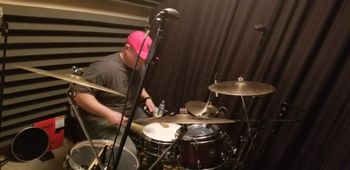 Scott Savage tracking in the drum room.
