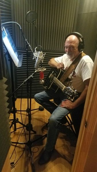 Ray Ligon recording a guitar track.
