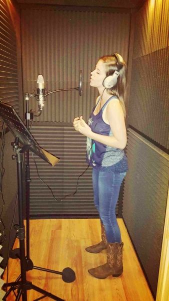 Jalyn tracking some vocals.
