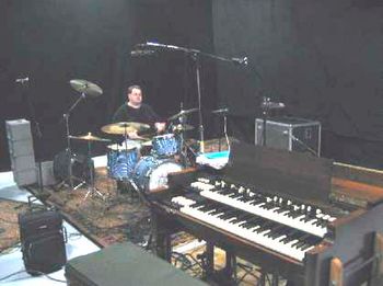 Kevin at the Drums, organ awaits
