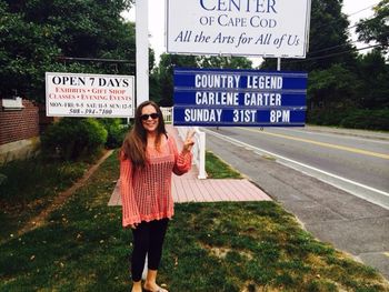 August 31, 2014. Yarmouth, MA. I feel much better now! Knowing I'm a country legend in Cape Cod! Tonight we'll be having a great time playing at Cape Cod Cultural Center in Yarmouth!! Me and Joey gonna sing our hearts out! Come see!!! Xoxox
