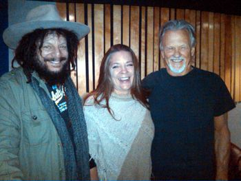 Producer Don Was, Carlene, and Kris Kristofferson recording "Black Jack David" for the Carter Girl CD.
