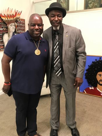 Sugar Ray Seales Wearing his 1972 Olympic Gold Medal at the ACBHOF event.
