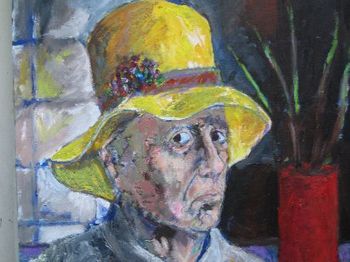 The painting that inspired Roman's song:  David Duly (RIP)  Self Portrait with Wife's Hat.  A brilliant man, kind, compassionate soul and always a good laugh.  We'll miss you always!
