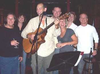 From left: Jenn Koerber, Amy Van Waters, me, Carl Mackey, Nikki Chappell, Kathryn Ives, and Chuck Bordelon (who plays a mean bass)... September 2007
