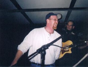 Terry "Angus" Blakney stuns the crowd at the County Seat with "You Shook Me All Night Long" - November 2005
