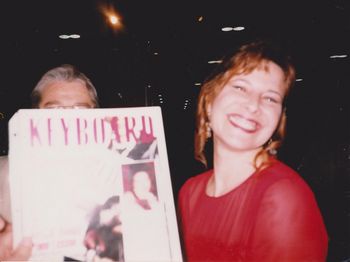 Laurie Z.® posing with the issue of KeyBoard Magazine she was in
