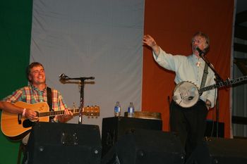 Sharing a laugh and a few songs with friend and musical mentor Tommy Makem. Great American Irish Festival Herkimer NY July 2005
