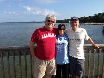 Recording in Alabama - taking a break on the pier, with John Whelan
