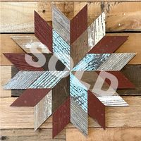 Handmade Barnwood Mosaic Blue, Red, White and Natural, Open Edge, 16