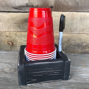 Solo cup and sharpie holder for parties. Oak with purple heart bottom and  splines. : r/woodworking