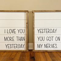 Love You More Than Yesterday Twin Shiplap Signs