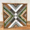 Handmade Barnwood and Moss Mosaic Black White Gray Natural Framed Stained Backing 23