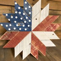 Patriotic Flag Mosaic Reclaimed Wood Red White and Blue