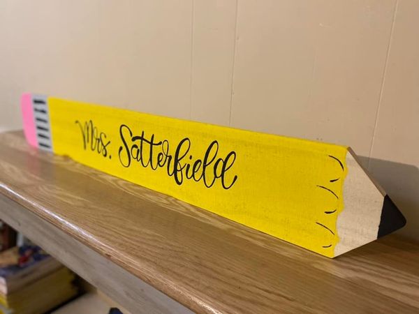 Personalized Teacher Pencil Sign Small