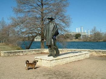 Stevie Ray Vaughan takes Ralph by his leash (we call it a safety line) for a slow walk in Austin, TX

