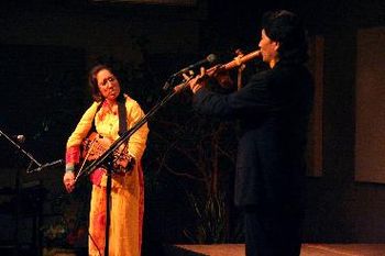 Nawang Khechog and Sandra at the World Music Benefit Concert

