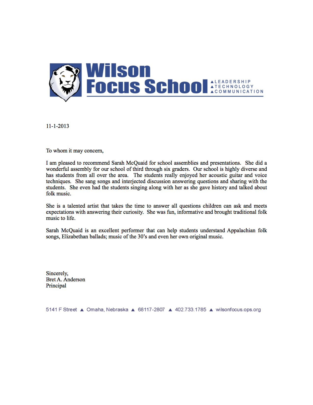 Wilson_Focus_Letter