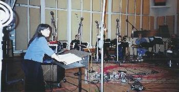 "This is my idea of FUN!!"  Anita during recording sessions, Clinton Studios, March 25, 2003.

