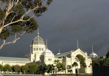 The Royal Exhibition Building, Carlton Gardens, Melbourne, Australia:  seemingly the back of the building.
