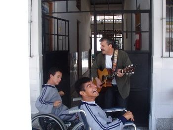 Lifting spirits with a tune!  Guatemala, April 2008
