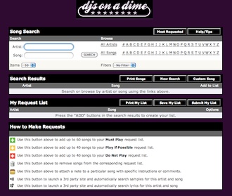 DJOAD Song Request page