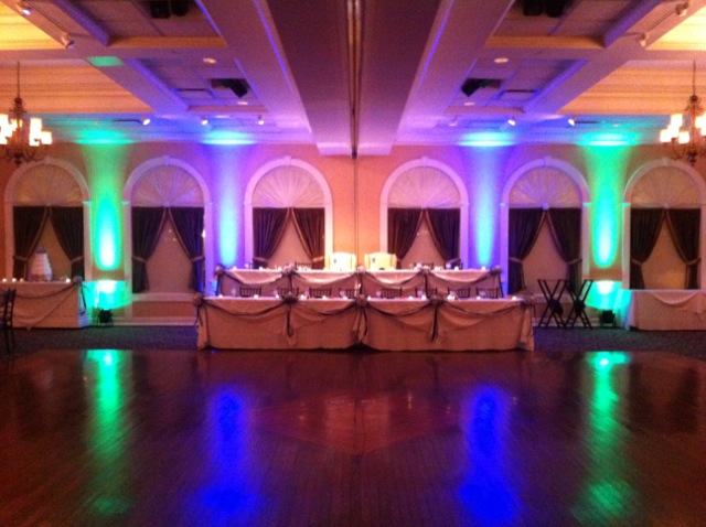 uplighting purple and teal