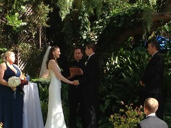 Christa and Justin tie the knot out back of the legendary Mountain Mermaid in Topanga.

