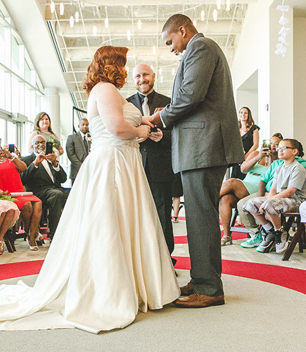 Russell officiates a wedding