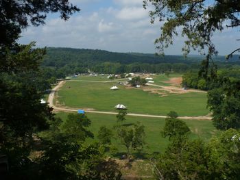 View from a bluff overlooking this incredible venue.  The stage is behind the clump of trees in the center.
