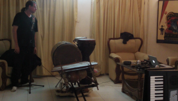 Studio D in Dakar Derrik getting ready to record in Dakar at "Studio D."
