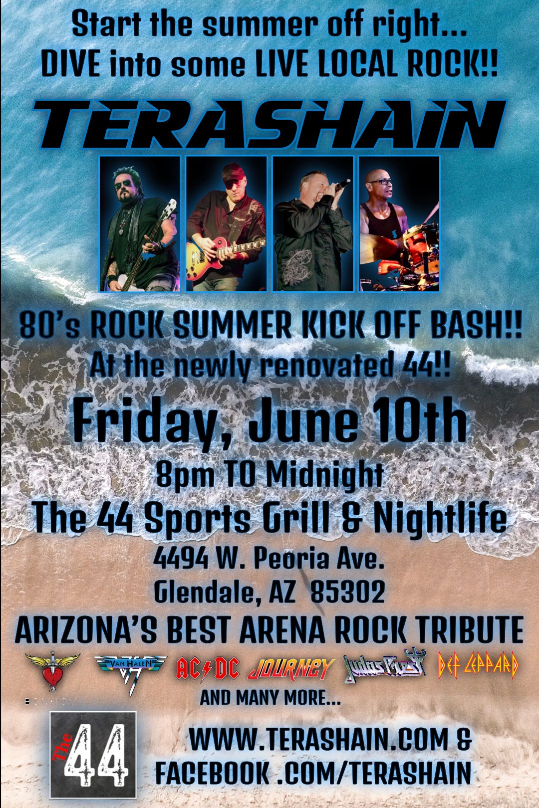 Terashain 80 S Rock Summer Kick Off Bash The 44 Sports Grill Nightlife Jun 10 22 8 00pm