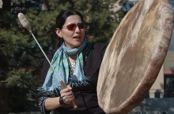 Performing at TRU during 1st Ntns Week. My hubby made the drum. Photo by: Keith Anderson, courtesy o
