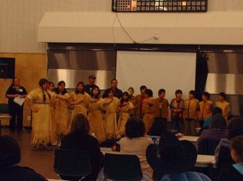 Youth of Adams Lake performing cultural dance at the CAS Language Conference
